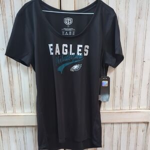 Philadelphia Eagles Cap Sleeve T-shirt. Black Green And White. Large